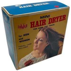 Davar Mini Hair Dryer Model 1345 For Home Travel Compact Lightweight Heated